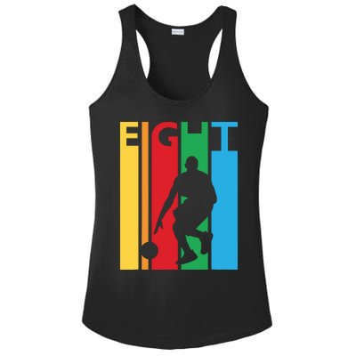 8th Birthday Gift Eight Colorful Basketball 8 Year Old Ladies PosiCharge Competitor Racerback Tank