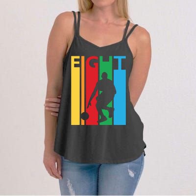 8th Birthday Gift Eight Colorful Basketball 8 Year Old Women's Strappy Tank