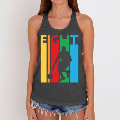 8th Birthday Gift Eight Colorful Basketball 8 Year Old Women's Knotted Racerback Tank