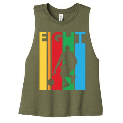 8th Birthday Gift Eight Colorful Basketball 8 Year Old Women's Racerback Cropped Tank