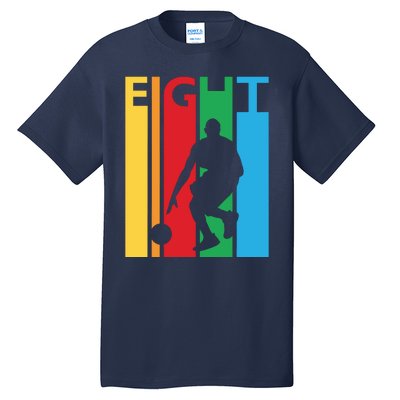 8th Birthday Gift Eight Colorful Basketball 8 Year Old Tall T-Shirt