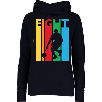 8th Birthday Gift Eight Colorful Basketball 8 Year Old Womens Funnel Neck Pullover Hood