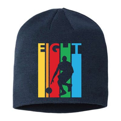 8th Birthday Gift Eight Colorful Basketball 8 Year Old Sustainable Beanie