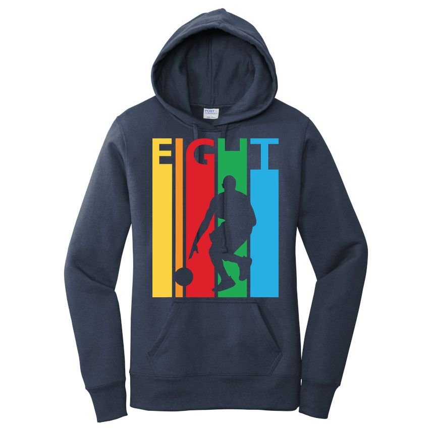 8th Birthday Gift Eight Colorful Basketball 8 Year Old Women's Pullover Hoodie