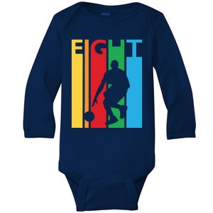 8th Birthday Gift Eight Colorful Basketball 8 Year Old Baby Long Sleeve Bodysuit