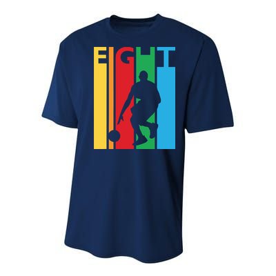 8th Birthday Gift Eight Colorful Basketball 8 Year Old Youth Performance Sprint T-Shirt