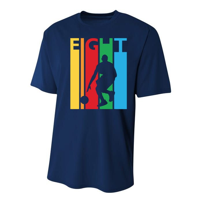 8th Birthday Gift Eight Colorful Basketball 8 Year Old Youth Performance Sprint T-Shirt