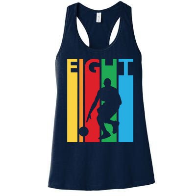 8th Birthday Gift Eight Colorful Basketball 8 Year Old Women's Racerback Tank