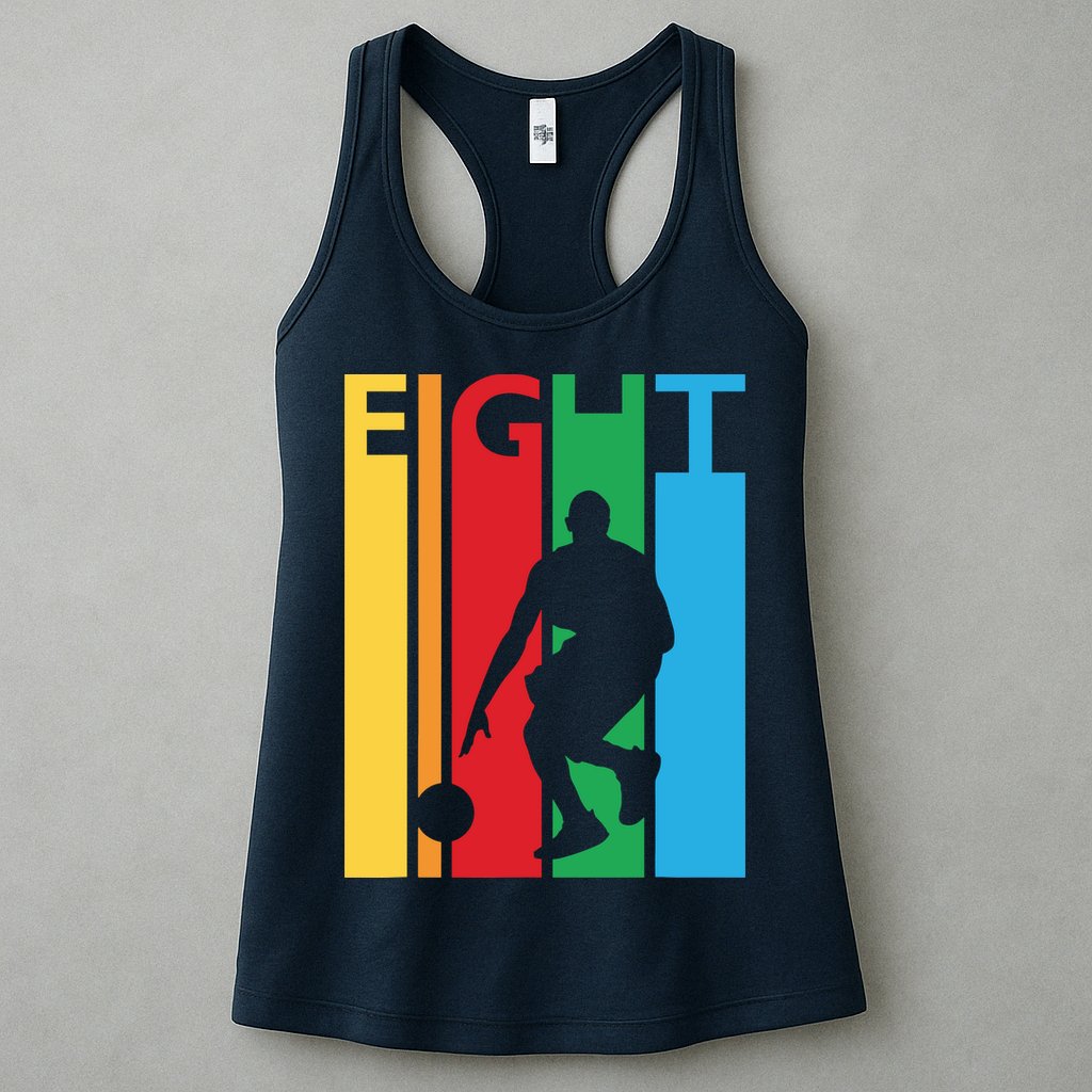8th Birthday Gift Eight Colorful Basketball 8 Year Old Womens Tank Top