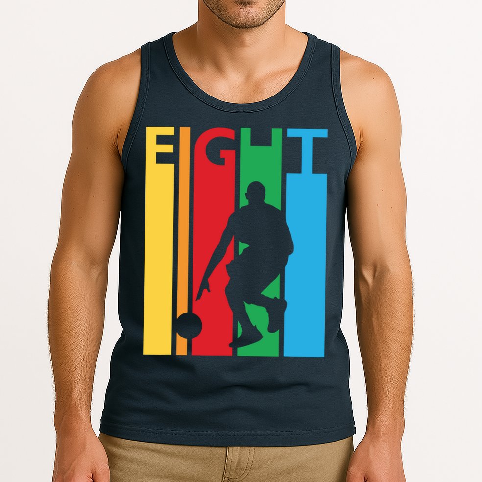 8th Birthday Gift Eight Colorful Basketball 8 Year Old Tank Top