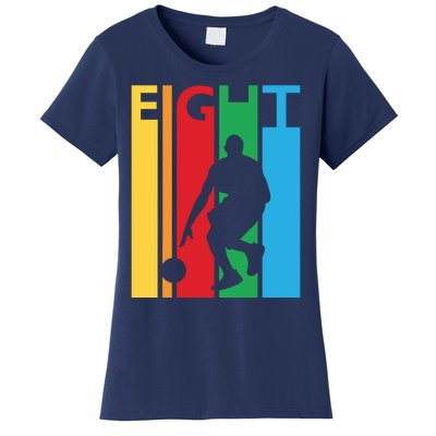 8th Birthday Gift Eight Colorful Basketball 8 Year Old Women's T-Shirt