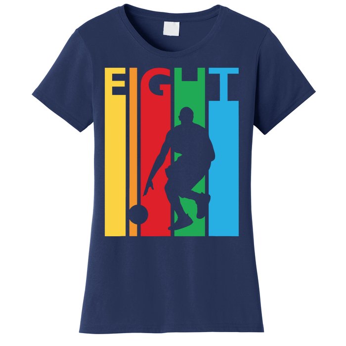 8th Birthday Gift Eight Colorful Basketball 8 Year Old Women's T-Shirt