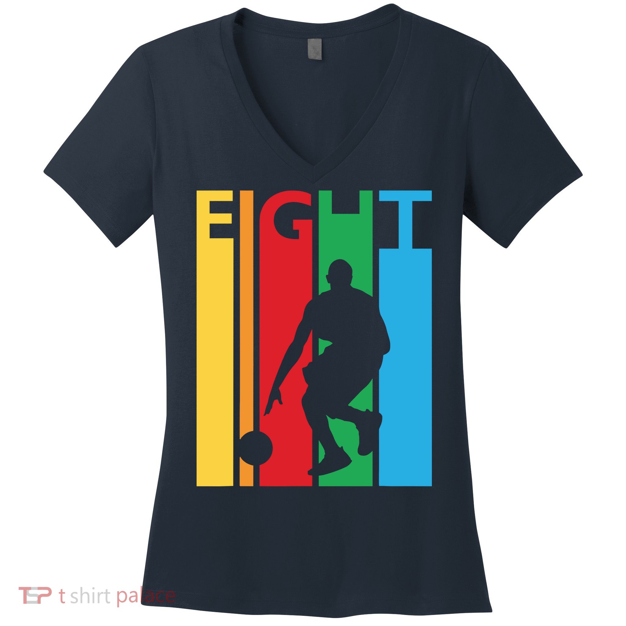 8th Birthday Gift Eight Colorful Basketball 8 Year Old Women's V-Neck T-Shirt