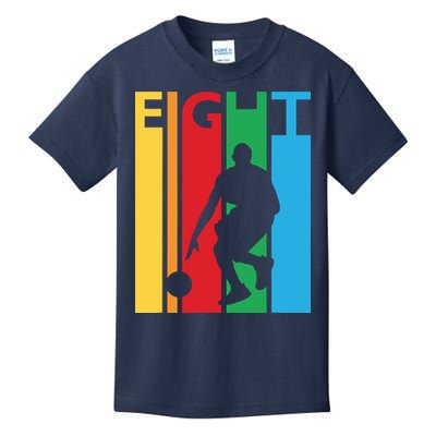 8th Birthday Gift Eight Colorful Basketball 8 Year Old Kids T-Shirt