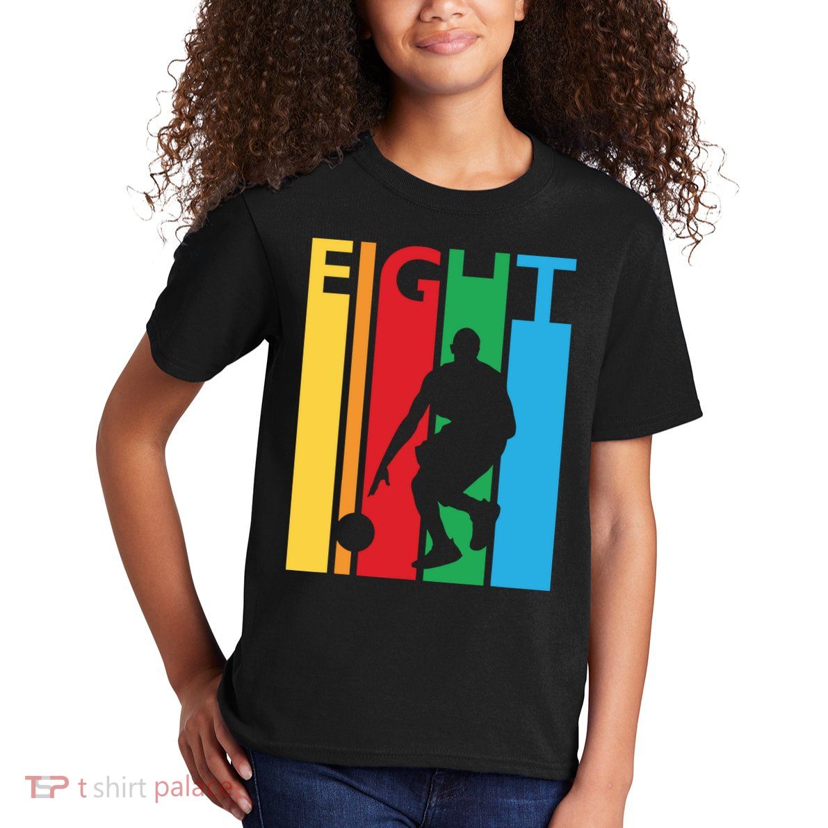 8th Birthday Gift Eight Colorful Basketball 8 Year Old Kids T-Shirt