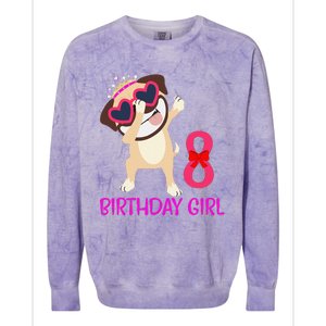 8th Birthday Girl Funny Pug Dog 8 Years Old Birthday Colorblast Crewneck Sweatshirt