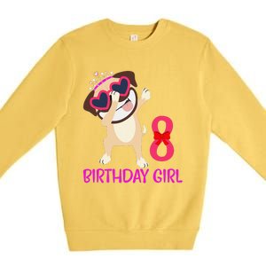 8th Birthday Girl Funny Pug Dog 8 Years Old Birthday Premium Crewneck Sweatshirt