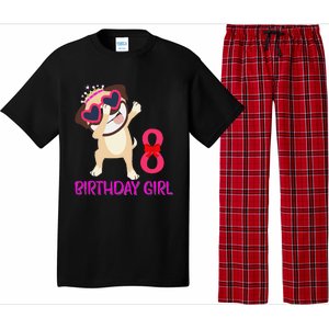 8th Birthday Girl Funny Pug Dog 8 Years Old Birthday Pajama Set