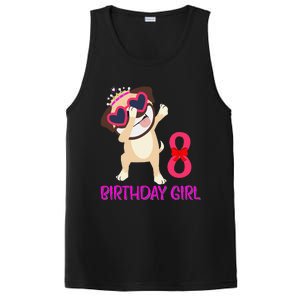 8th Birthday Girl Funny Pug Dog 8 Years Old Birthday PosiCharge Competitor Tank