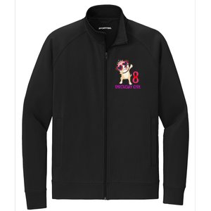 8th Birthday Girl Funny Pug Dog 8 Years Old Birthday Stretch Full-Zip Cadet Jacket