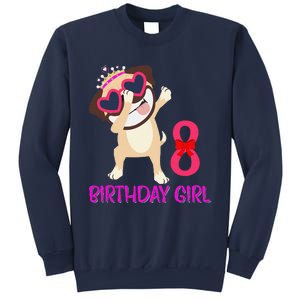 8th Birthday Girl Funny Pug Dog 8 Years Old Birthday Sweatshirt