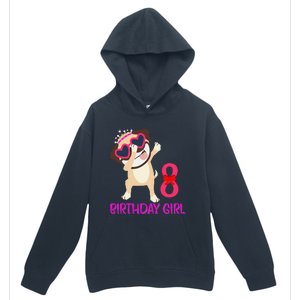 8th Birthday Girl Funny Pug Dog 8 Years Old Birthday Urban Pullover Hoodie