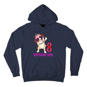 8th Birthday Girl Funny Pug Dog 8 Years Old Birthday Tall Hoodie