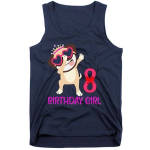 8th Birthday Girl Funny Pug Dog 8 Years Old Birthday Tank Top