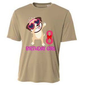 8th Birthday Girl Funny Pug Dog 8 Years Old Birthday Cooling Performance Crew T-Shirt