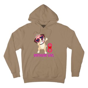 8th Birthday Girl Funny Pug Dog 8 Years Old Birthday Hoodie