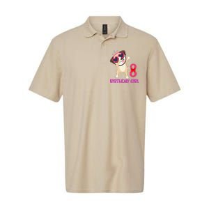 8th Birthday Girl Funny Pug Dog 8 Years Old Birthday Softstyle Adult Sport Polo