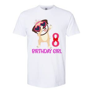 8th Birthday Girl Funny Pug Dog 8 Years Old Birthday Softstyle CVC T-Shirt