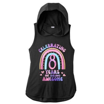 8th Birthday Girl Tie Dye 8 Years Of Being Awesome Bday Ladies PosiCharge Tri-Blend Wicking Draft Hoodie Tank