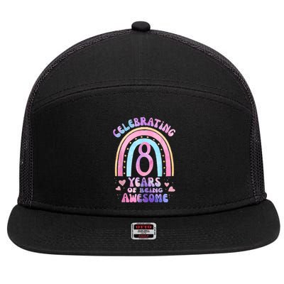 8th Birthday Girl Tie Dye 8 Years Of Being Awesome Bday 7 Panel Mesh Trucker Snapback Hat