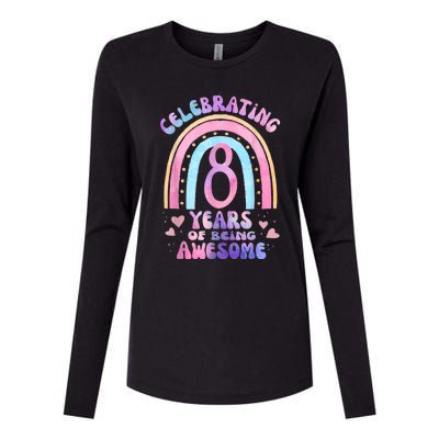 8th Birthday Girl Tie Dye 8 Years Of Being Awesome Bday Womens Cotton Relaxed Long Sleeve T-Shirt