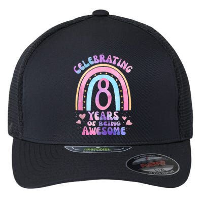 8th Birthday Girl Tie Dye 8 Years Of Being Awesome Bday Flexfit Unipanel Trucker Cap