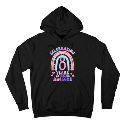 8th Birthday Girl Tie Dye 8 Years Of Being Awesome Bday Hoodie