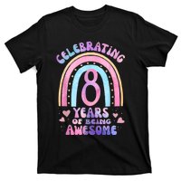 8th Birthday Girl Tie Dye 8 Years Of Being Awesome Bday T-Shirt