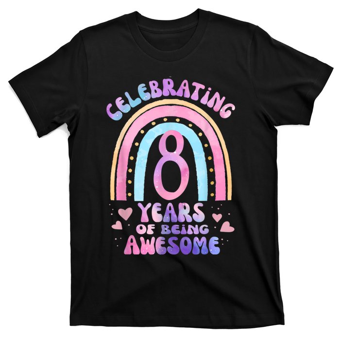 8th Birthday Girl Tie Dye 8 Years Of Being Awesome Bday T-Shirt