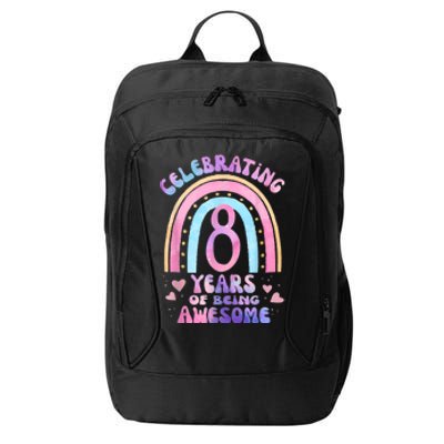 8th Birthday Girl Tie Dye 8 Years Of Being Awesome Bday City Backpack