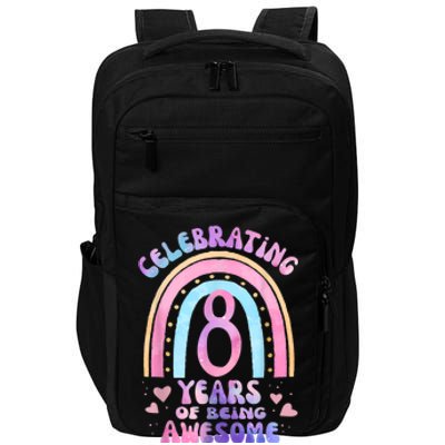 8th Birthday Girl Tie Dye 8 Years Of Being Awesome Bday Impact Tech Backpack