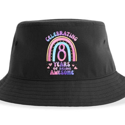 8th Birthday Girl Tie Dye 8 Years Of Being Awesome Bday Sustainable Bucket Hat