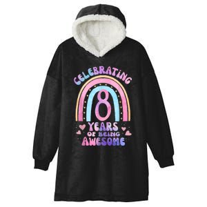 8th Birthday Girl Tie Dye 8 Years Of Being Awesome Bday Hooded Wearable Blanket