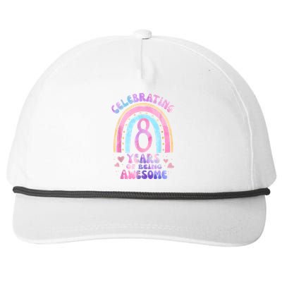 8th Birthday Girl Tie Dye 8 Years Of Being Awesome Bday Snapback Five-Panel Rope Hat