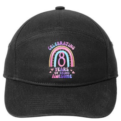 8th Birthday Girl Tie Dye 8 Years Of Being Awesome Bday 7-Panel Snapback Hat