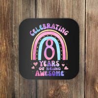 8th Birthday Girl Tie Dye 8 Years Of Being Awesome Bday Coaster