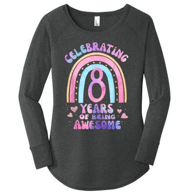 8th Birthday Girl Tie Dye 8 Years Of Being Awesome Bday Women's Perfect Tri Tunic Long Sleeve Shirt