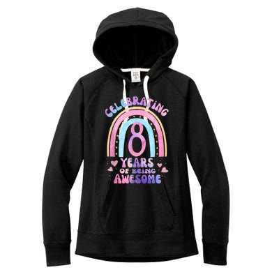 8th Birthday Girl Tie Dye 8 Years Of Being Awesome Bday Women's Fleece Hoodie