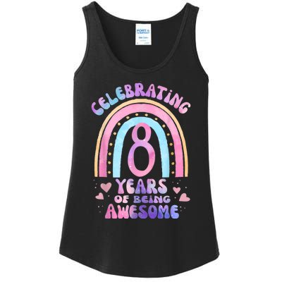 8th Birthday Girl Tie Dye 8 Years Of Being Awesome Bday Ladies Essential Tank