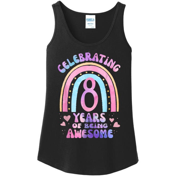 8th Birthday Girl Tie Dye 8 Years Of Being Awesome Bday Ladies Essential Tank